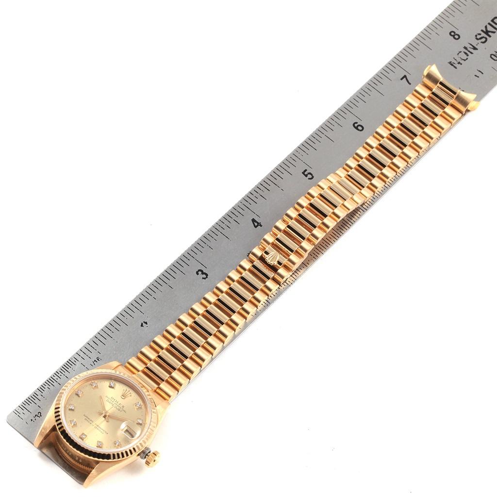 Rolex President Datejust 31 Midsize Gold Diamond Watch 68278 7