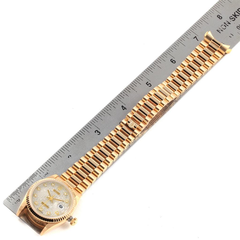 Rolex President Datejust 31 Midsize Gold Diamond Watch 68278 For Sale 8