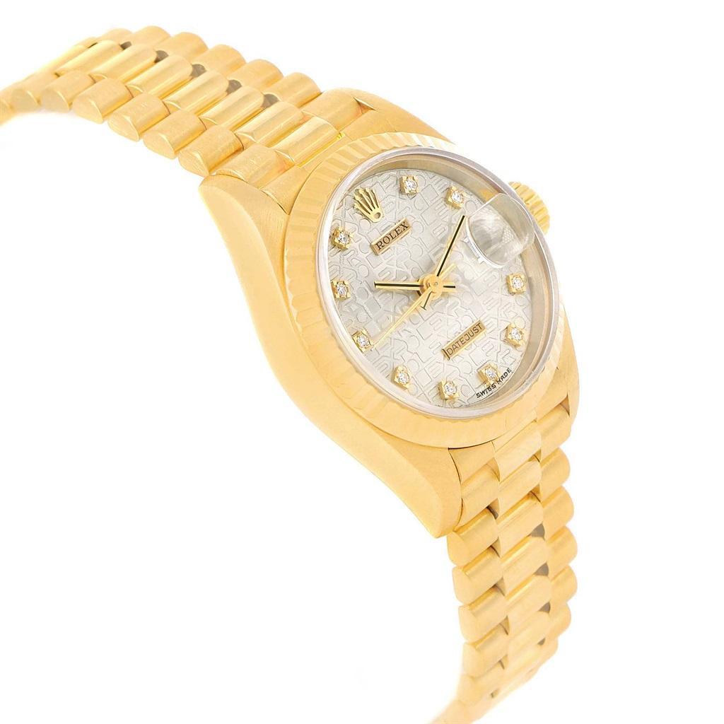 Women's Rolex President Datejust 31 Midsize Gold Diamond Watch 68278 For Sale