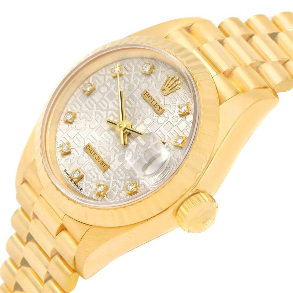 Rolex President Datejust 31 Midsize Gold Diamond Watch 68278 For Sale 2