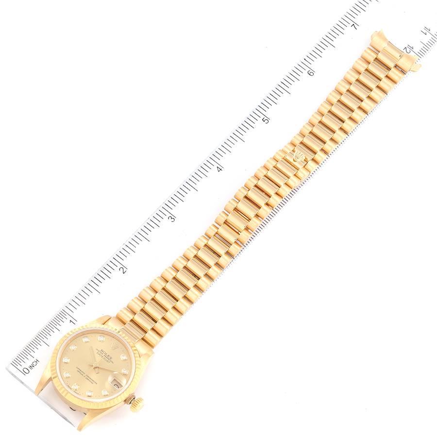 Rolex President Datejust 31 Midsize Yellow Gold Diamond Ladies Watch 68278 For Sale 6