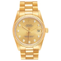 Rolex President Datejust 31 Midsize Yellow Gold Diamond Ladies Watch 68278