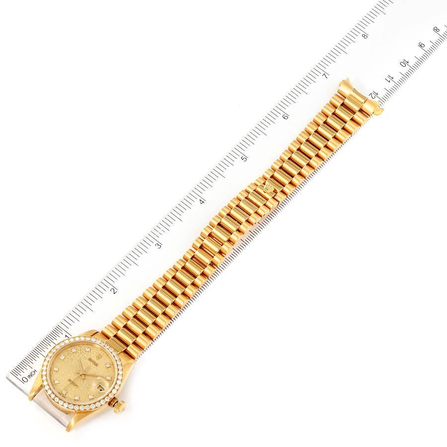 Rolex President Datejust 31 Midsize Yellow Gold Diamond Ladies Watch 68288 3
