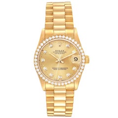 Rolex President Datejust Yellow Gold Diamond Ladies Watch 68288