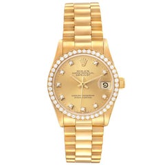 Rolex President Datejust 31 Midsize Yellow Gold Diamond Ladies Watch 68288