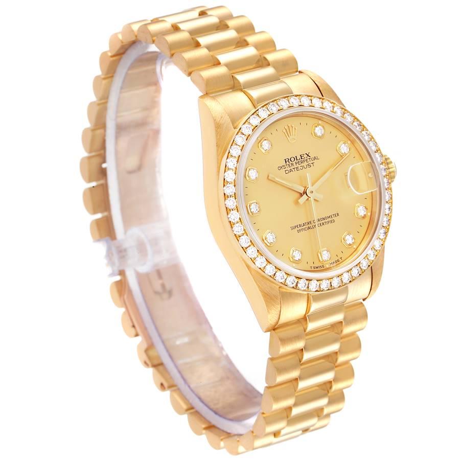 Rolex President Datejust 31 Midsize Yellow Gold Diamond Ladies Watch 68288 In Good Condition In Atlanta, GA