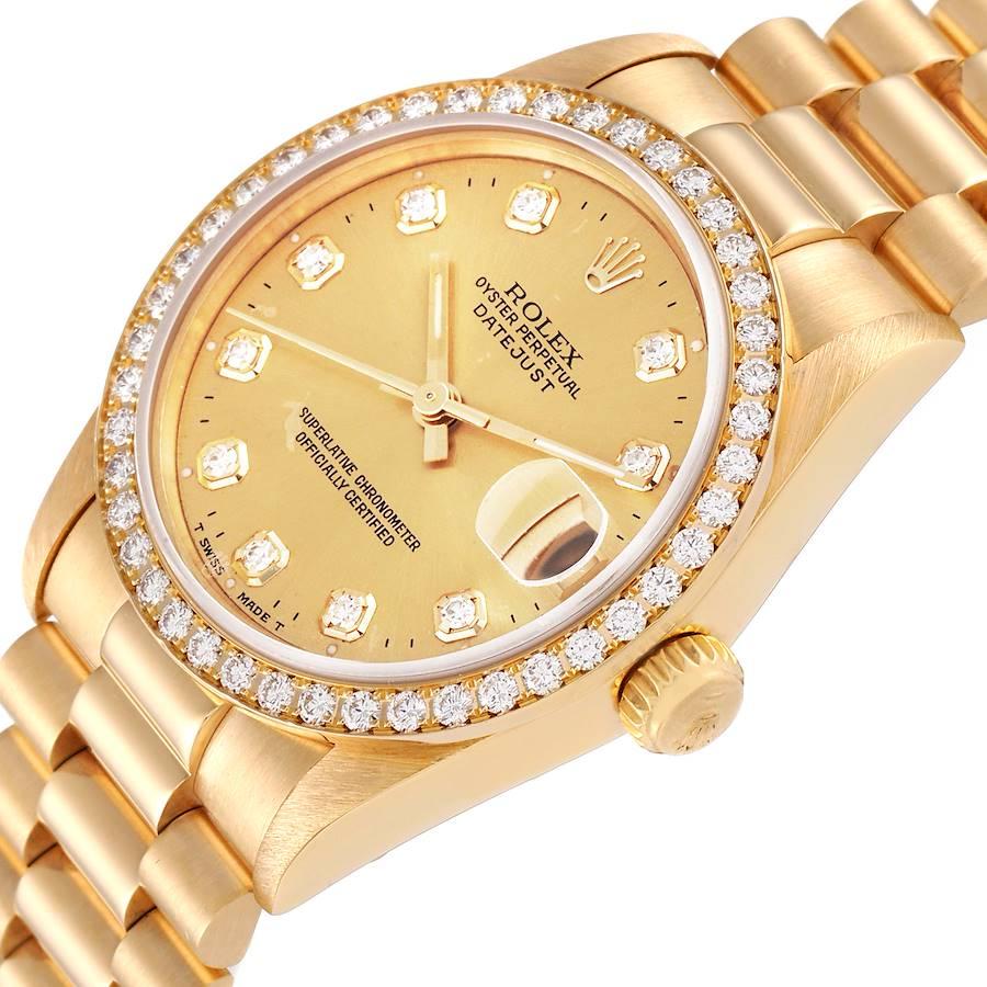 Rolex President Datejust Yellow Gold Diamond Ladies Watch 68288 at ...