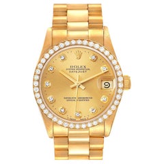 Rolex President Datejust 31 Midsize Yellow Gold Diamond Ladies Watch 68288