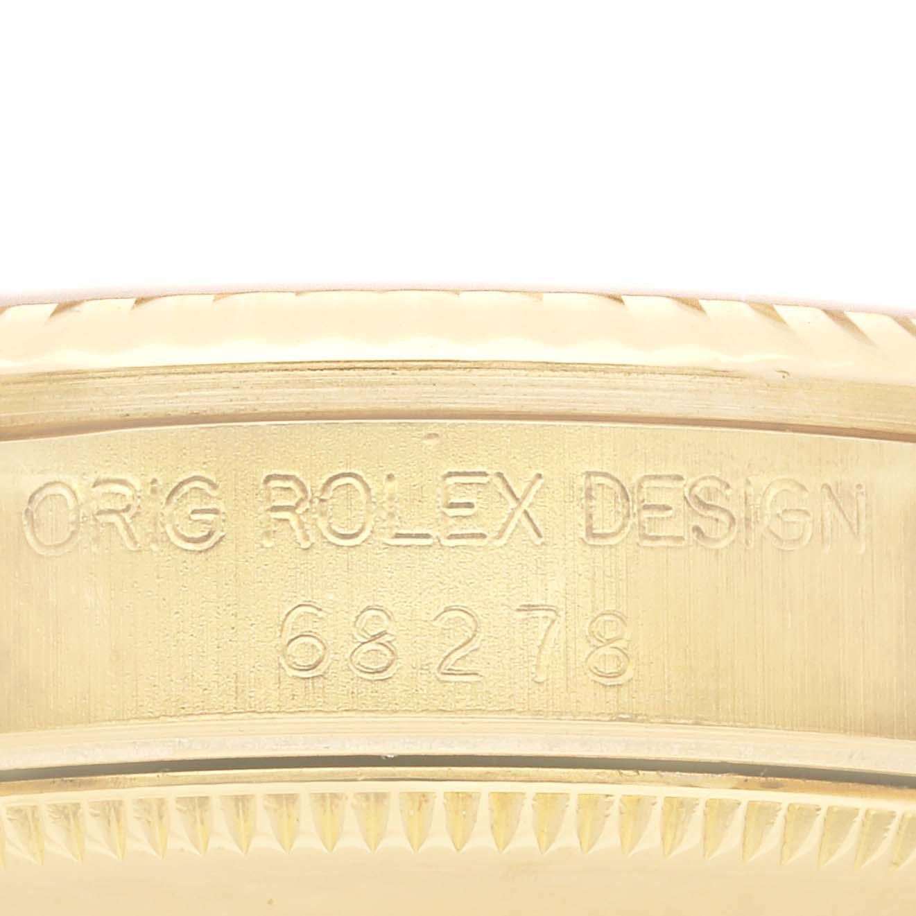 Rolex President Datejust 31 Montre pour femme de taille moyenne en or jaune 68278 avec boîte et papiers d'origine en vente 2
