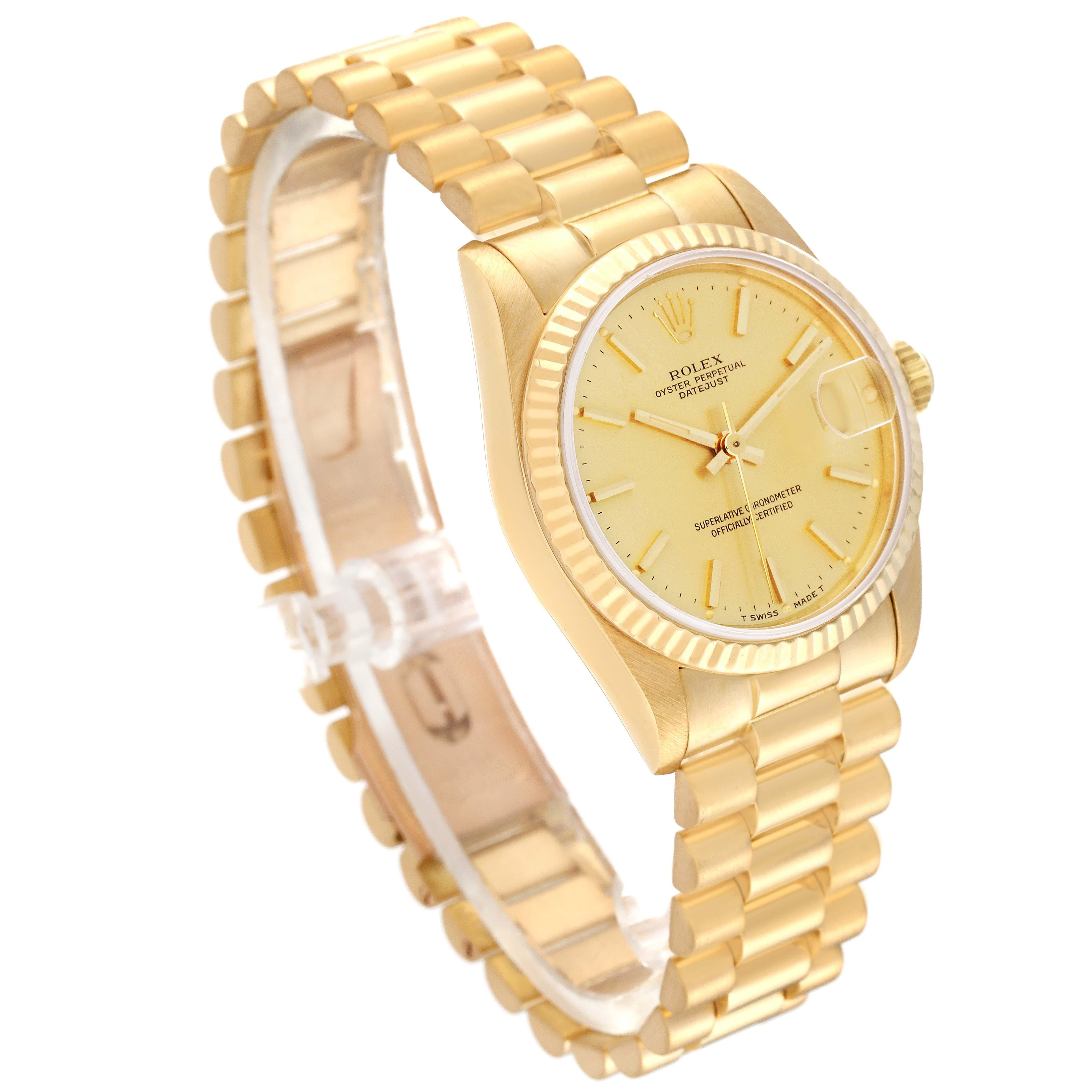 Rolex President Datejust 31 Midsize Yellow Gold Ladies Watch 68278 Box Papers For Sale 3