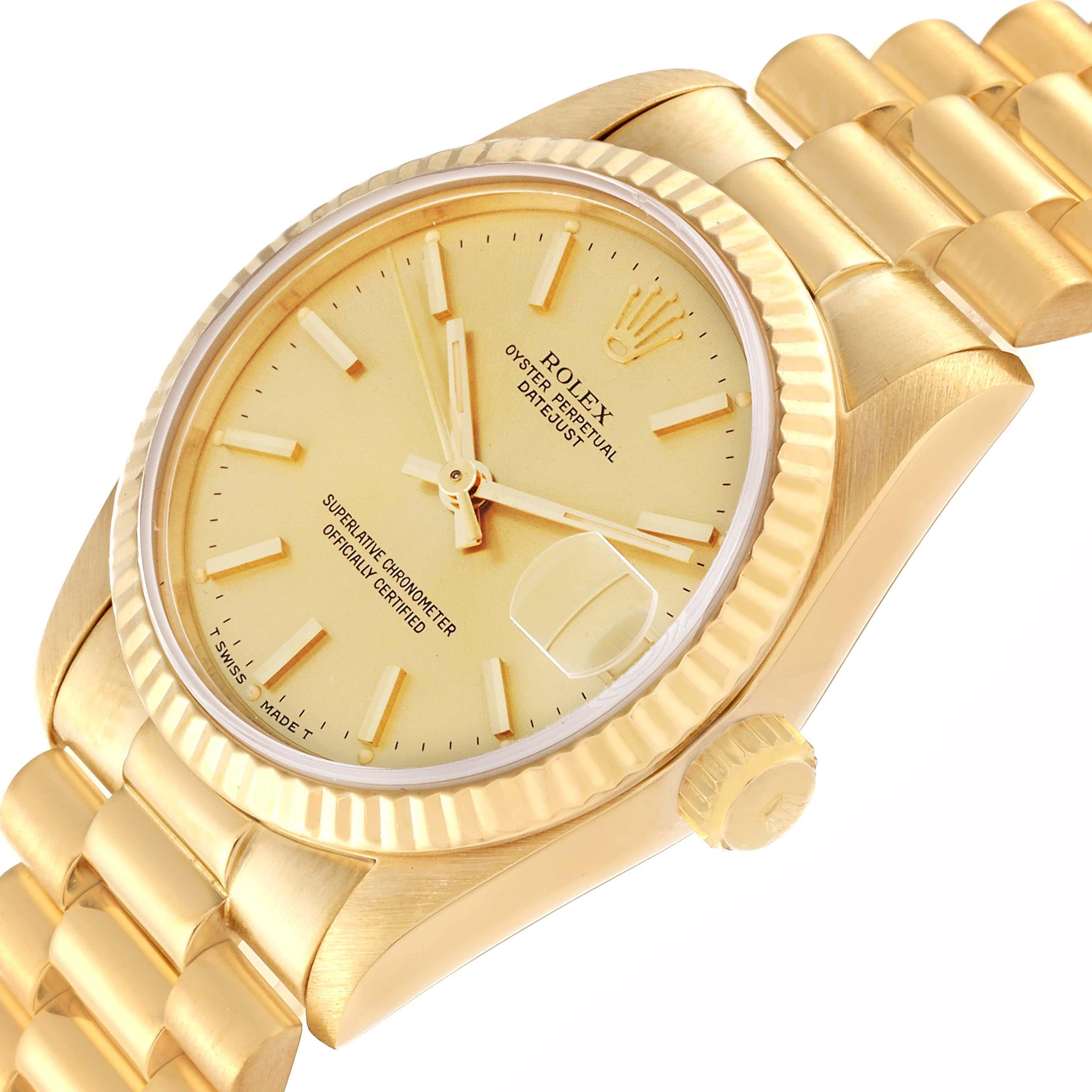 Rolex President Datejust 31 Midsize Yellow Gold Ladies Watch 68278 Box Papers For Sale 4