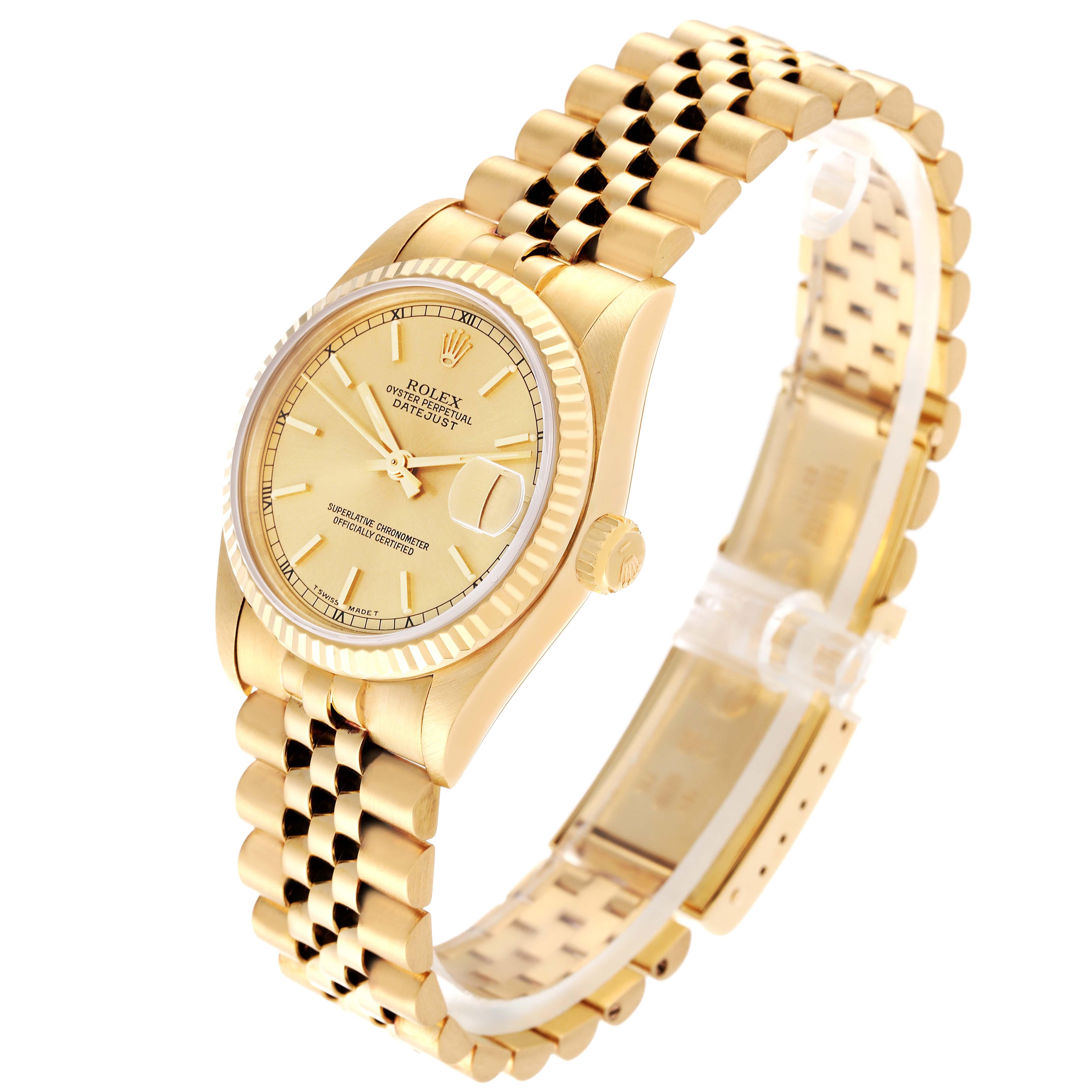 Rolex President Datejust 31 Midsize Yellow Gold Ladies Watch 68278 For Sale 3