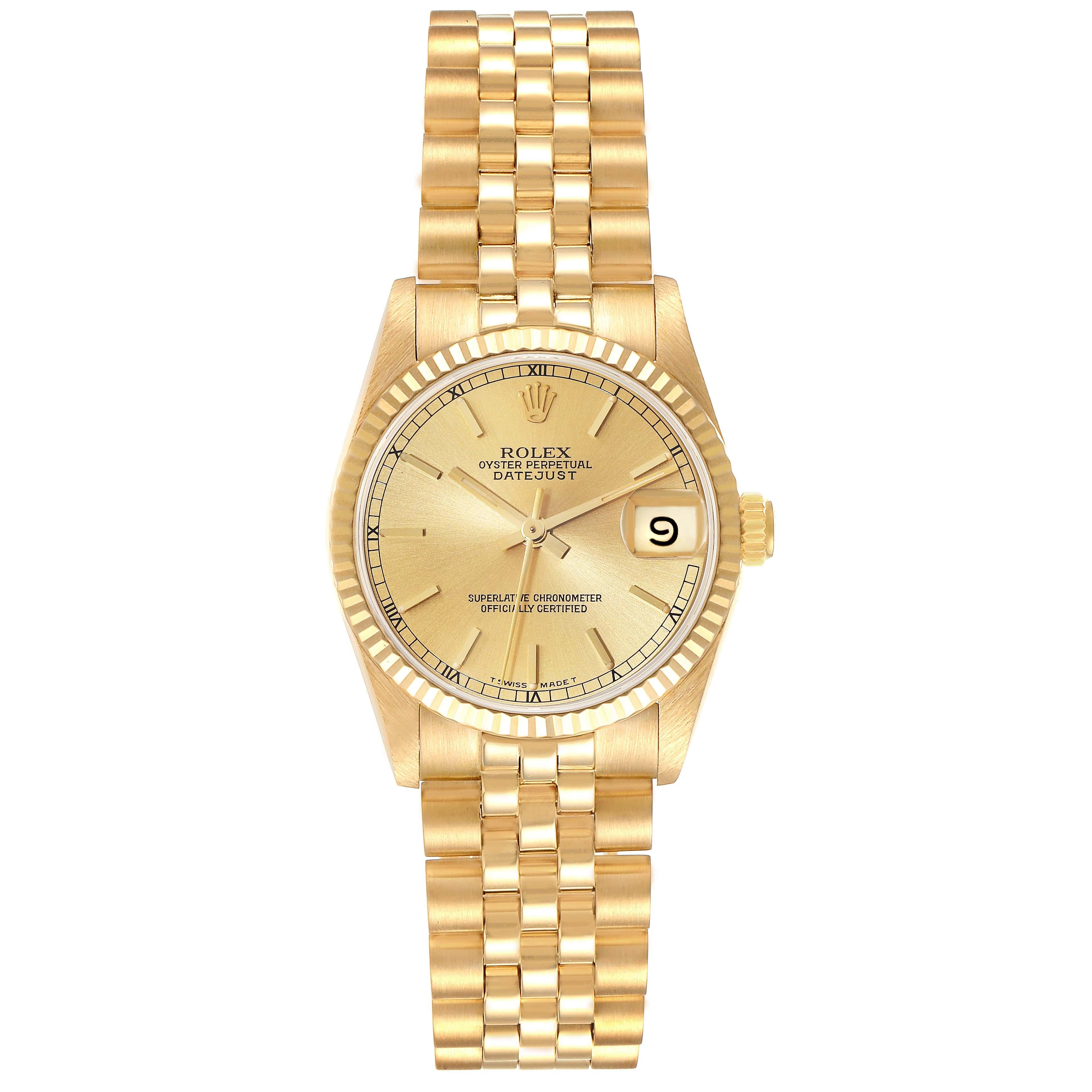 Rolex President Datejust 31 Midsize Yellow Gold Ladies Watch 68278 For Sale 5