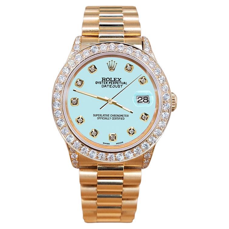 Rolex President Datejust 31mm 2.3CT Diamond Bezel Lugs Aqua Blue Dial Watch For Sale at 1stDibs rolex datejust aqua blue dial rolex aqua blue aqua rolex