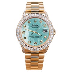 Rolex President Datejust 31mm 2,3CT Diamant-Lünette/Lugs/Aquamarine MOP Zifferblattuhr