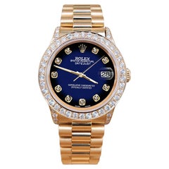 Rolex President Datejust 31mm 2.3CT lunetta di diamanti / lunette / quadrante blu Vignette Orologio