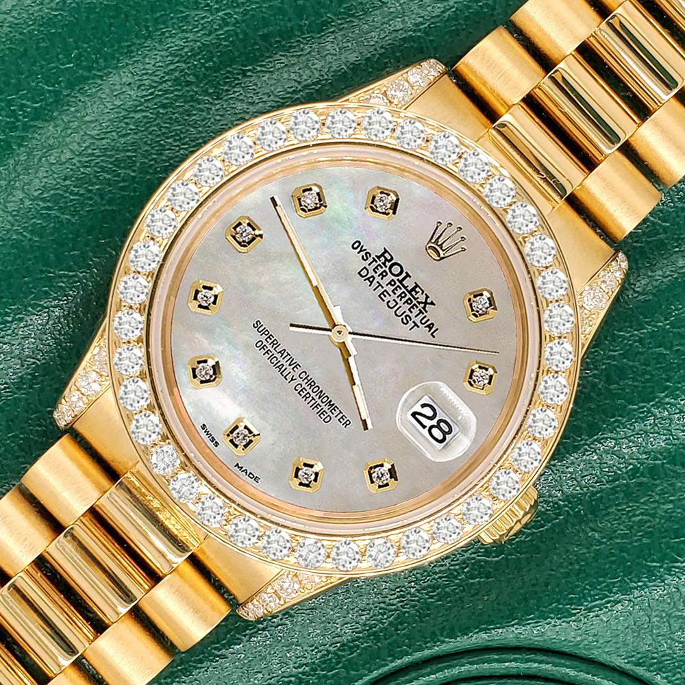 Rolex President Datejust 31mm 2,3CT Diamant-Lünette/Lugs/Champagne MOP Zifferblattuhr (Moderne) im Angebot