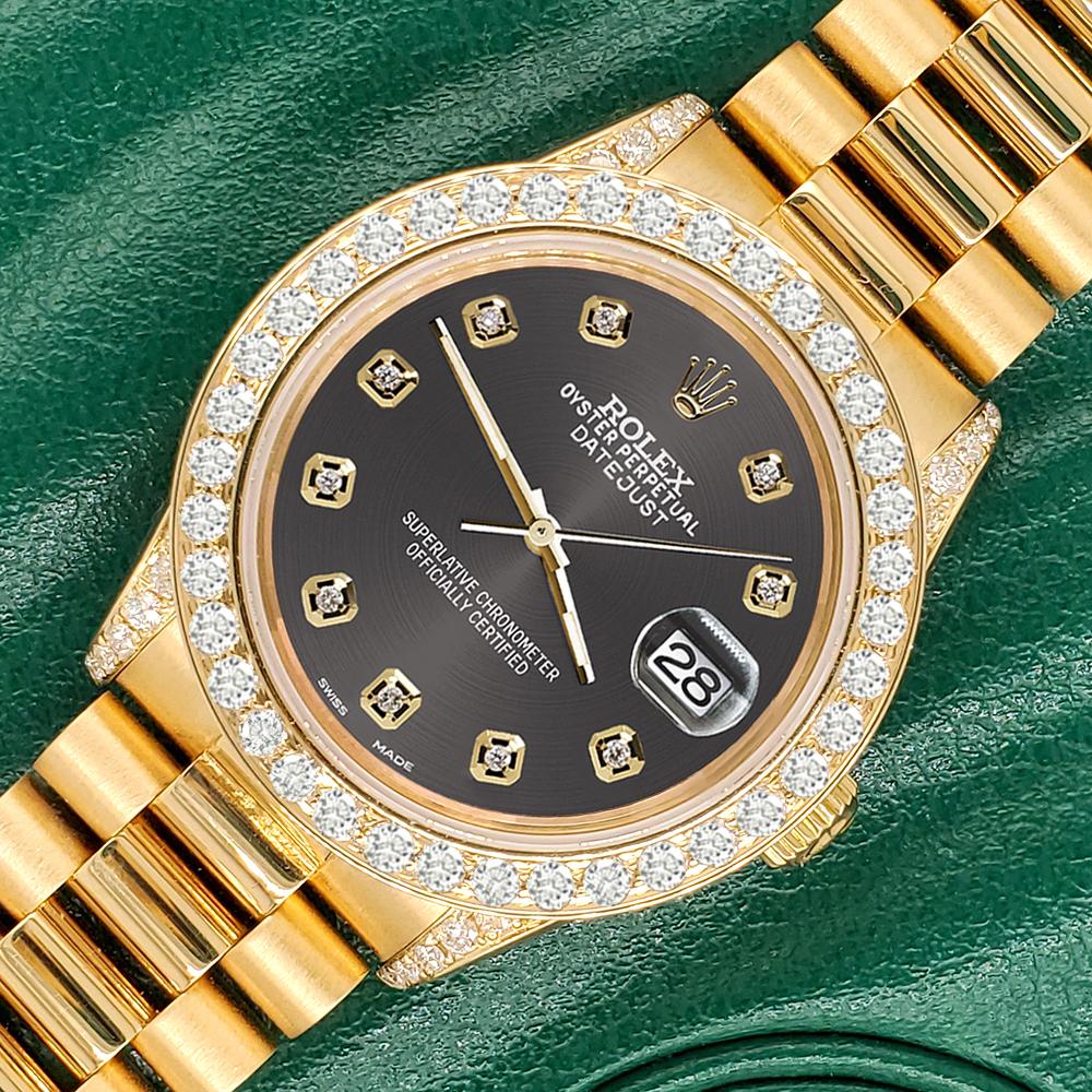 Rolex President Datejust 31mm 2,3CT Diamant-Lünette/Lugs/Rhodium-graue Zifferblattuhr (Moderne) im Angebot