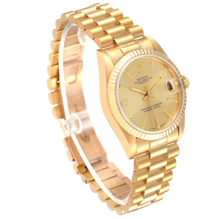 Rolex President Datejust Midsize Yellow Gold Ladies Watch 68278 In Excellent Condition In Atlanta, GA