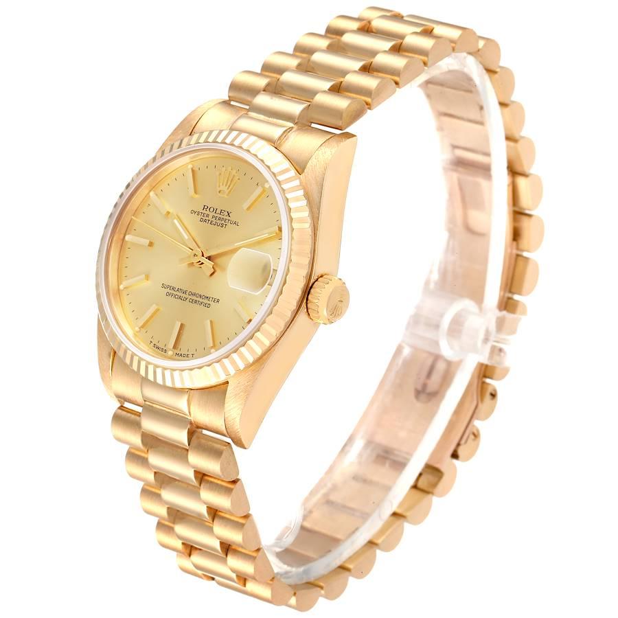 Women's Rolex President Datejust Midsize Yellow Gold Ladies Watch 68278