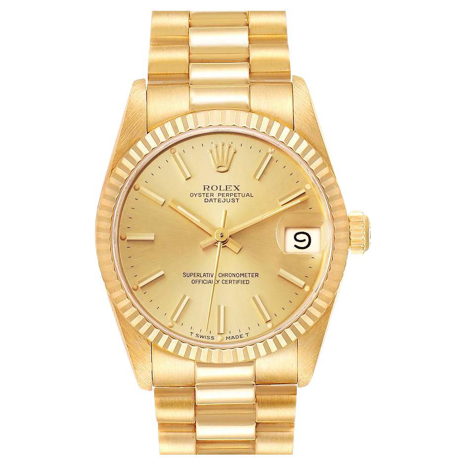 Rolex President Datejust Midsize Yellow Gold Ladies Watch 68278