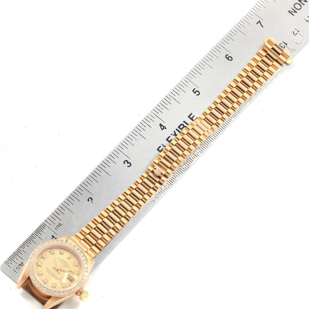 Rolex President Datejust Diamond Dial Bezel 18 Karat Yellow Gold Watch 69178 7