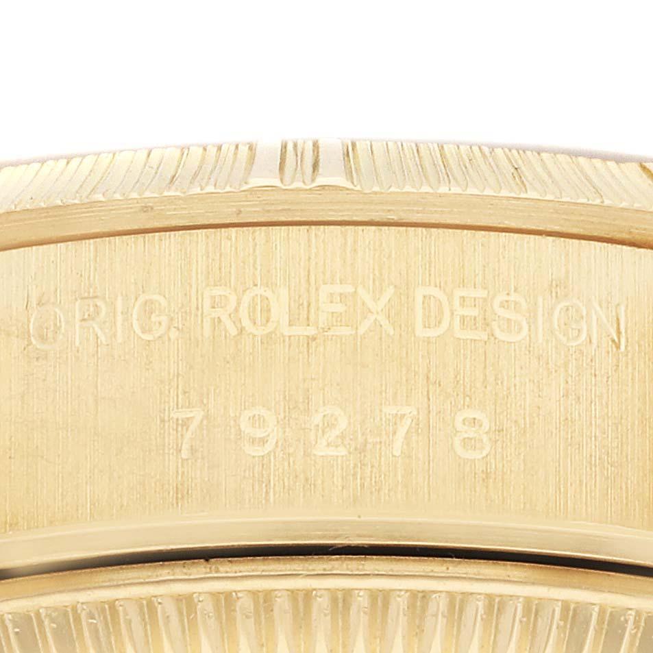 Rolex President Datejust Diamant-Zifferblatt Gelbgold Bark Finish Damenuhr 79278 im Angebot 1