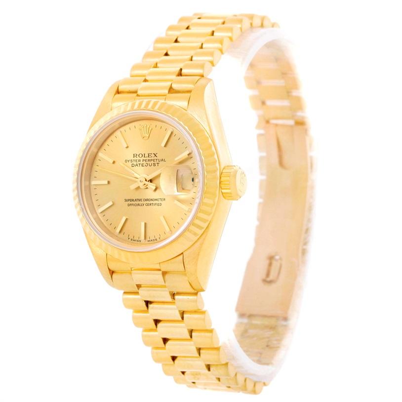 Rolex President Datejust Ladies 18 Karat Yellow Gold Automatic Watch 69178 In Good Condition For Sale In Atlanta, GA