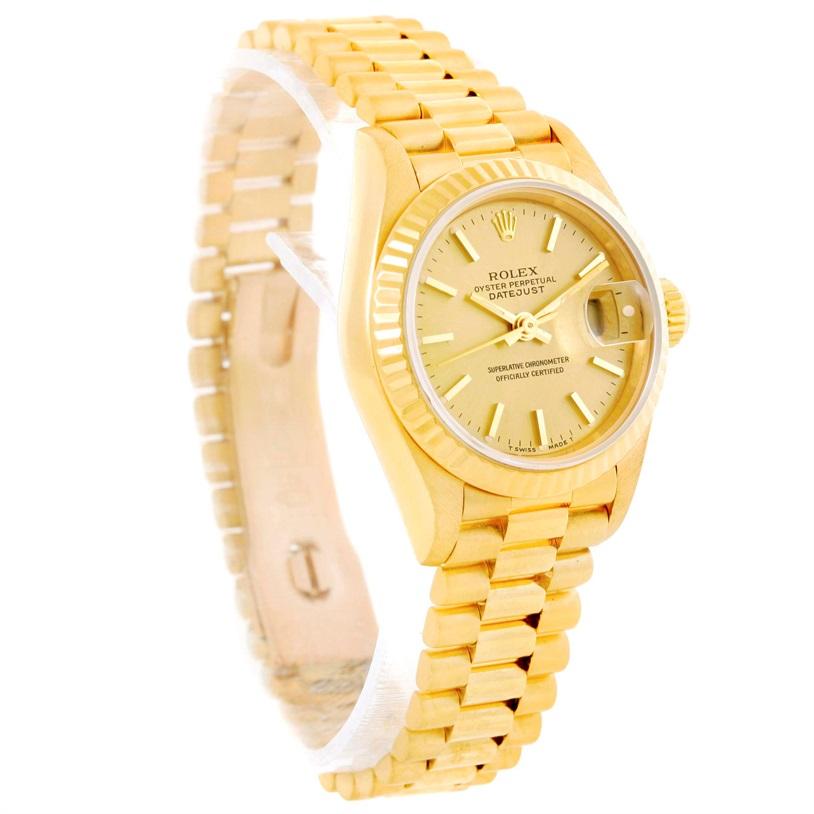 Women's Rolex President Datejust Ladies 18 Karat Yellow Gold Automatic Watch 69178 For Sale