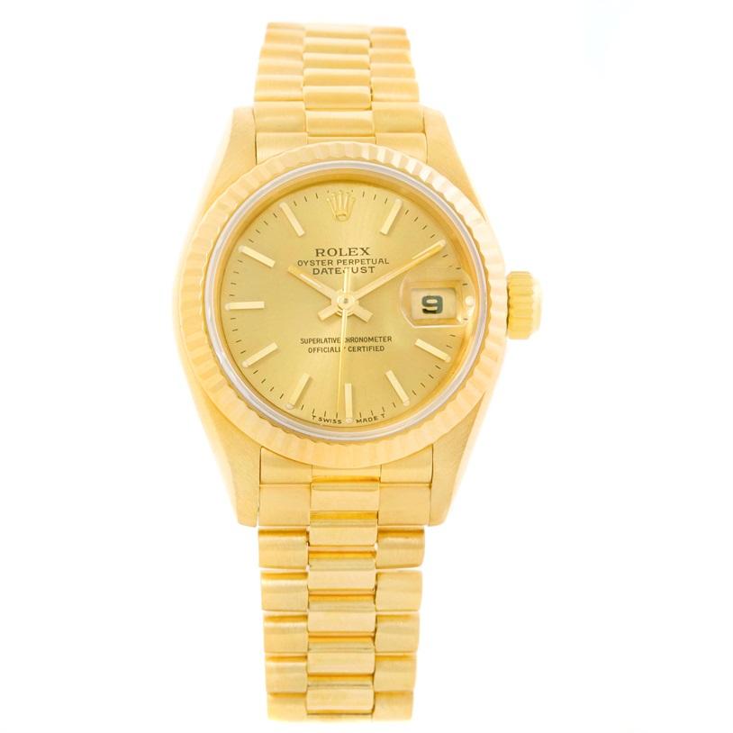 Rolex President Datejust Ladies 18 Karat Yellow Gold Automatic Watch 69178 For Sale 4