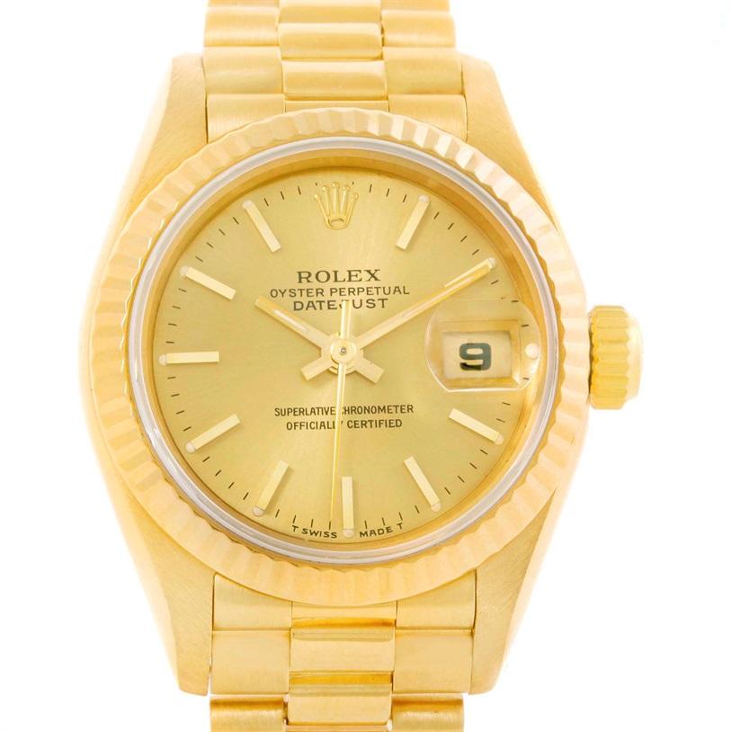 Rolex President Datejust Ladies 18 Karat Yellow Gold Automatic Watch 69178 For Sale