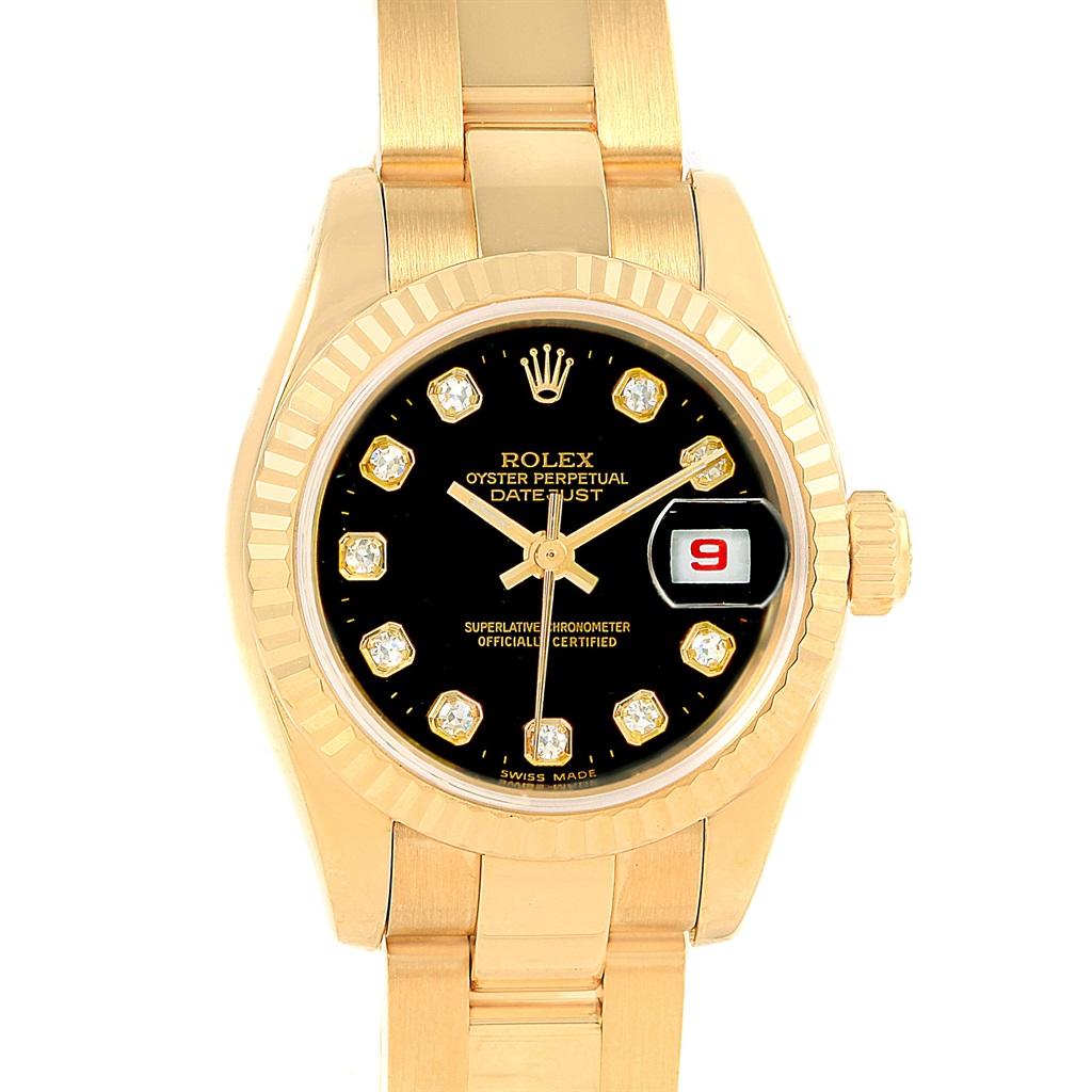 Rolex President Datejust Ladies 18 Karat Yellow Gold Diamond Watch 179178 For Sale 6