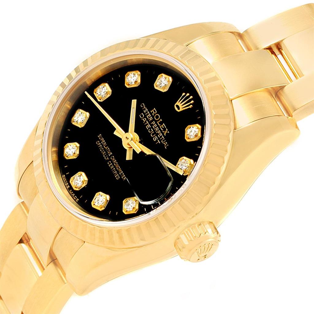 Rolex President Datejust Ladies 18 Karat Yellow Gold Diamond Watch 179178 In Excellent Condition For Sale In Atlanta, GA