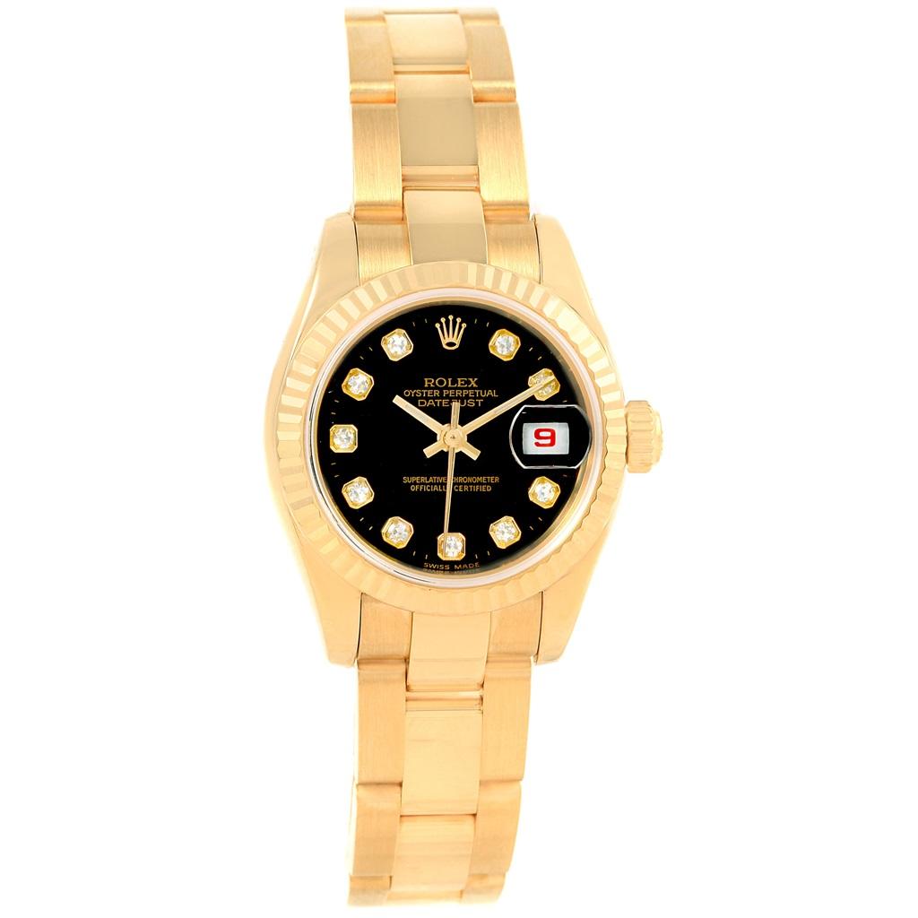 Rolex President Datejust Ladies 18 Karat Yellow Gold Diamond Watch 179178 1