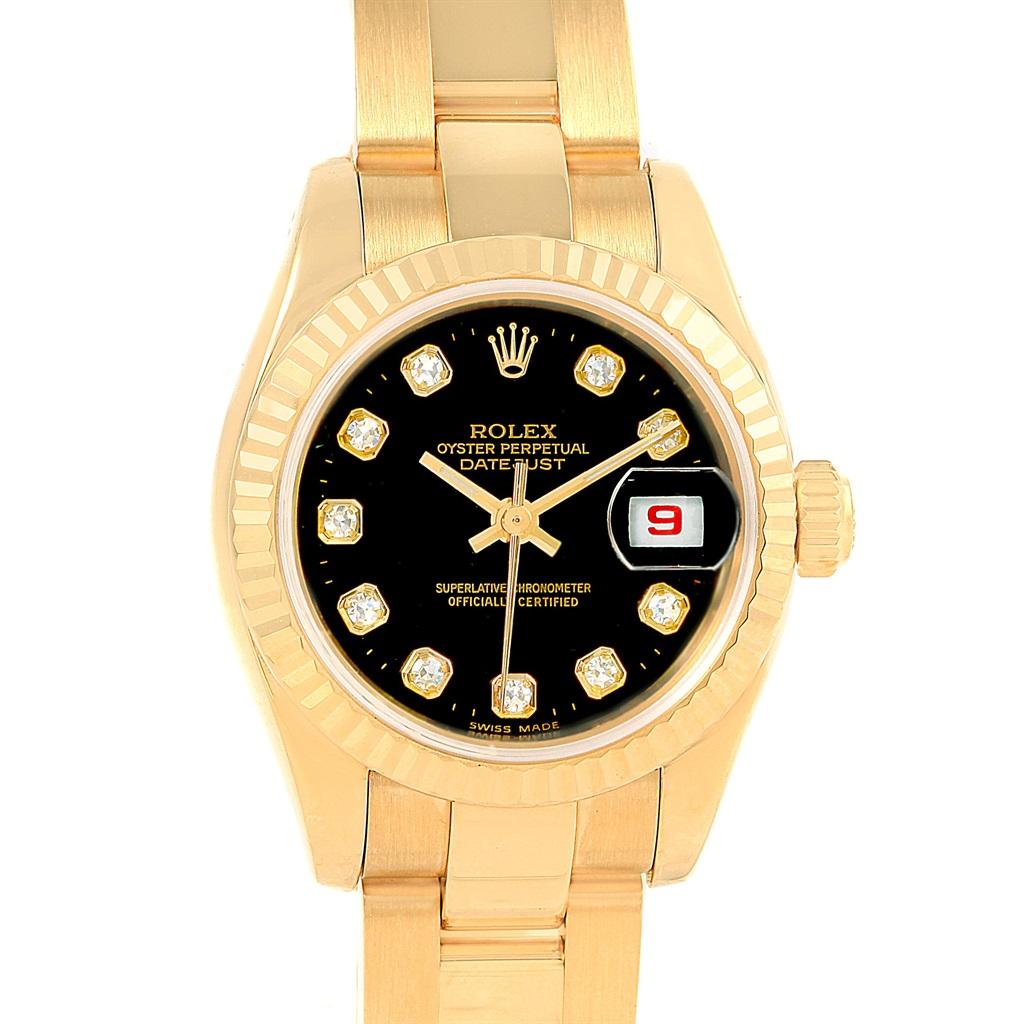 Rolex President Datejust Ladies 18 Karat Yellow Gold Diamond Watch 179178 For Sale