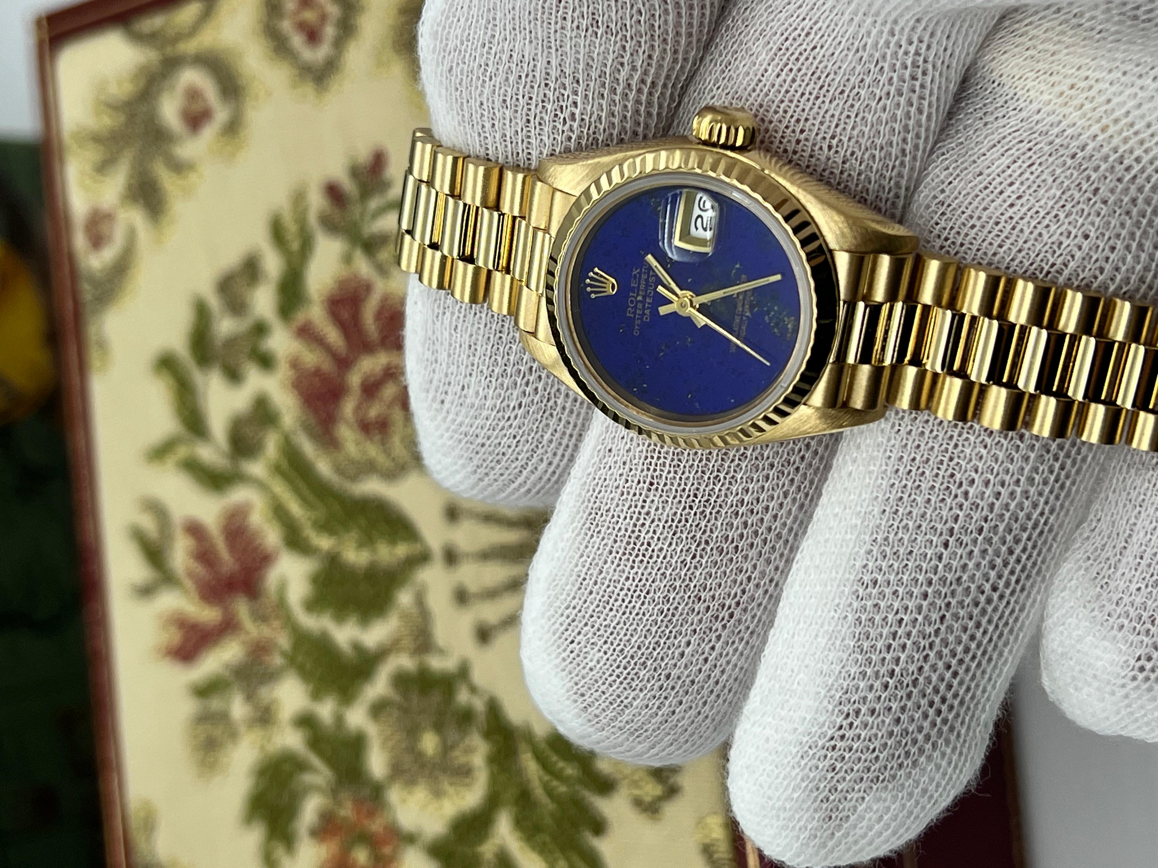 Rolex President Datejust Ladies 69178 Factory Lapis Lazuli Dial 18K Yellow Gold 2