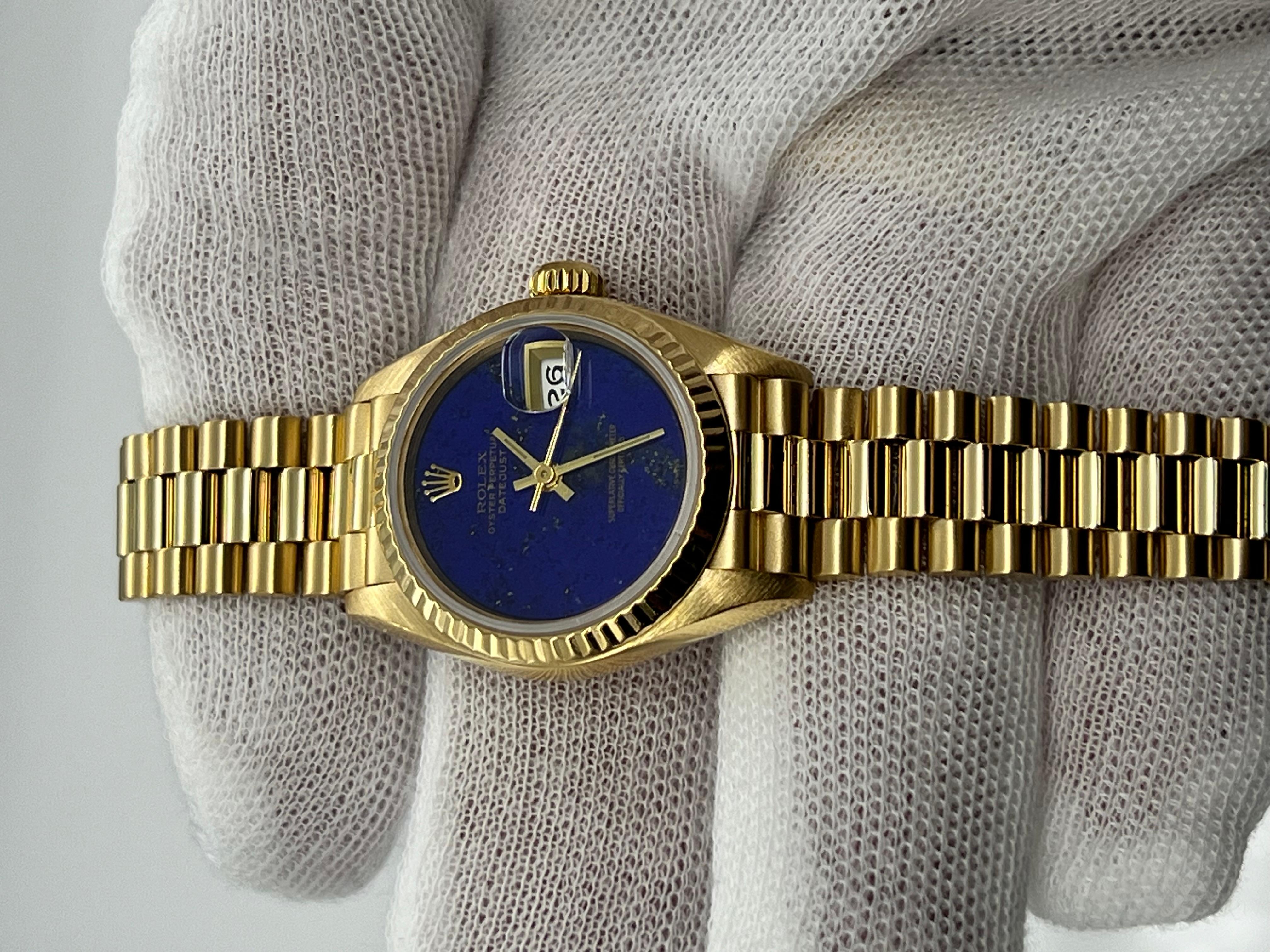 Rolex President Datejust Ladies 69178 Factory Lapis Lazuli Dial 18K Yellow Gold 4