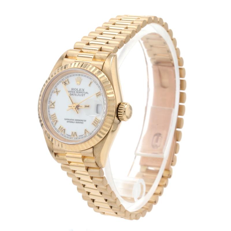 Women's Rolex President Datejust Ladies Wristwatch 69178, 18k Yellow Gold 1 Yr Wnty