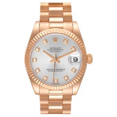Rolex President Datejust Midsize 31 Rose Gold Diamond Ladies Watch 178275