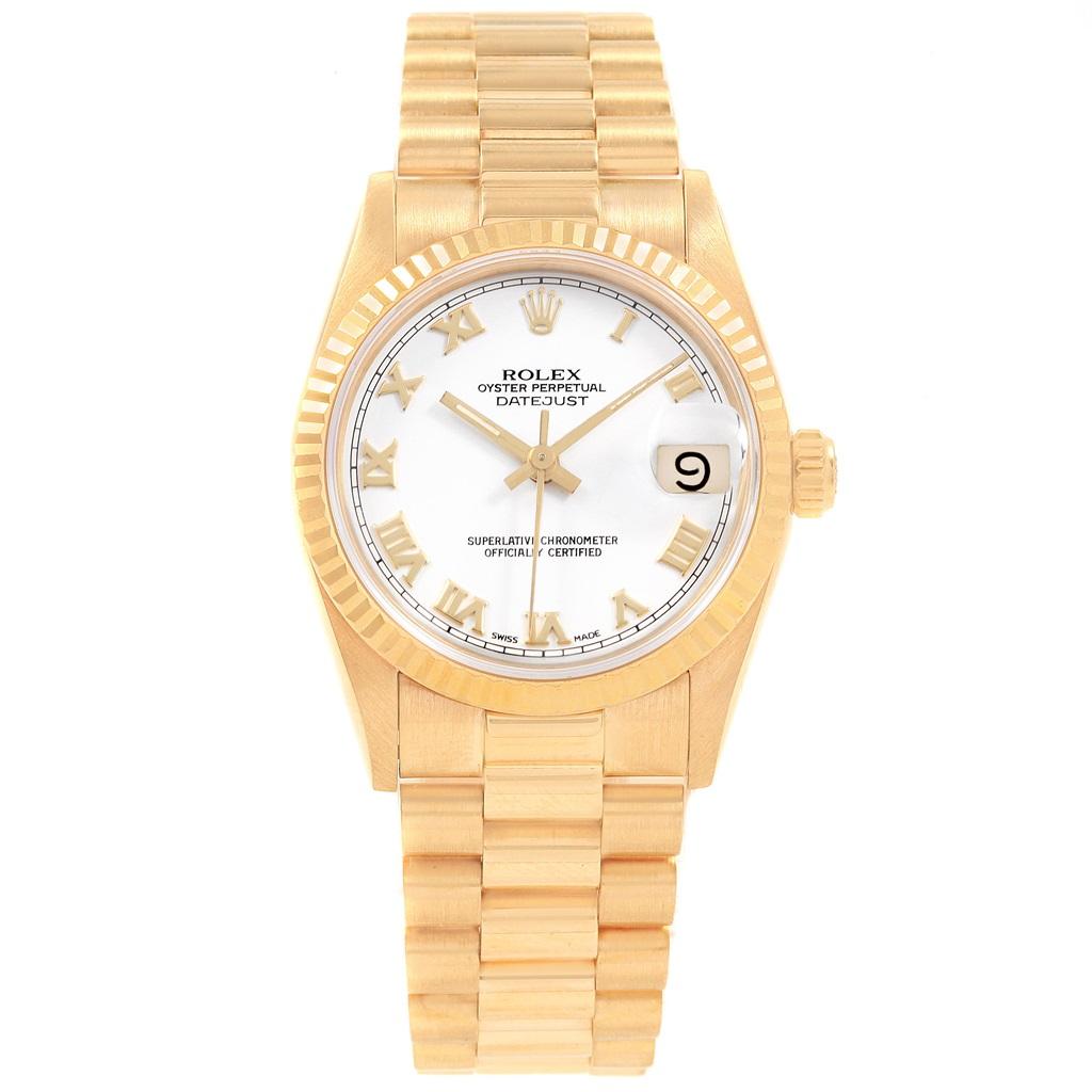 Rolex President Datejust Midsize 31 Yellow Gold Ladies Watch 68278 For Sale 6