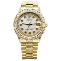 Rolex President Datejust Midsize 31mm 6827 MOP Diamant-Rubin-Zifferblatt 18K Gelbgold