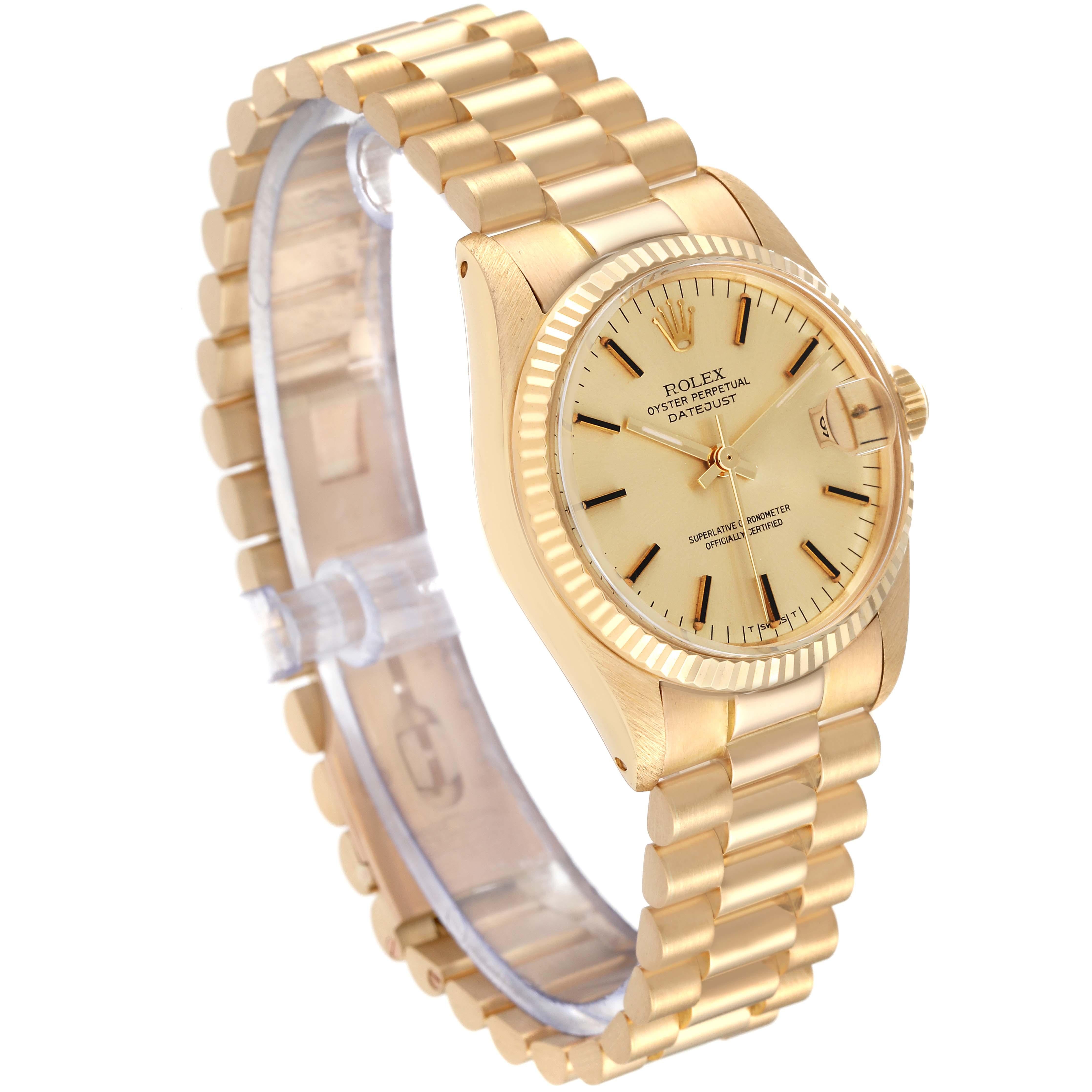 Rolex President Datejust Midsize 31mm Yellow Gold Vintage Ladies Watch 6827 7