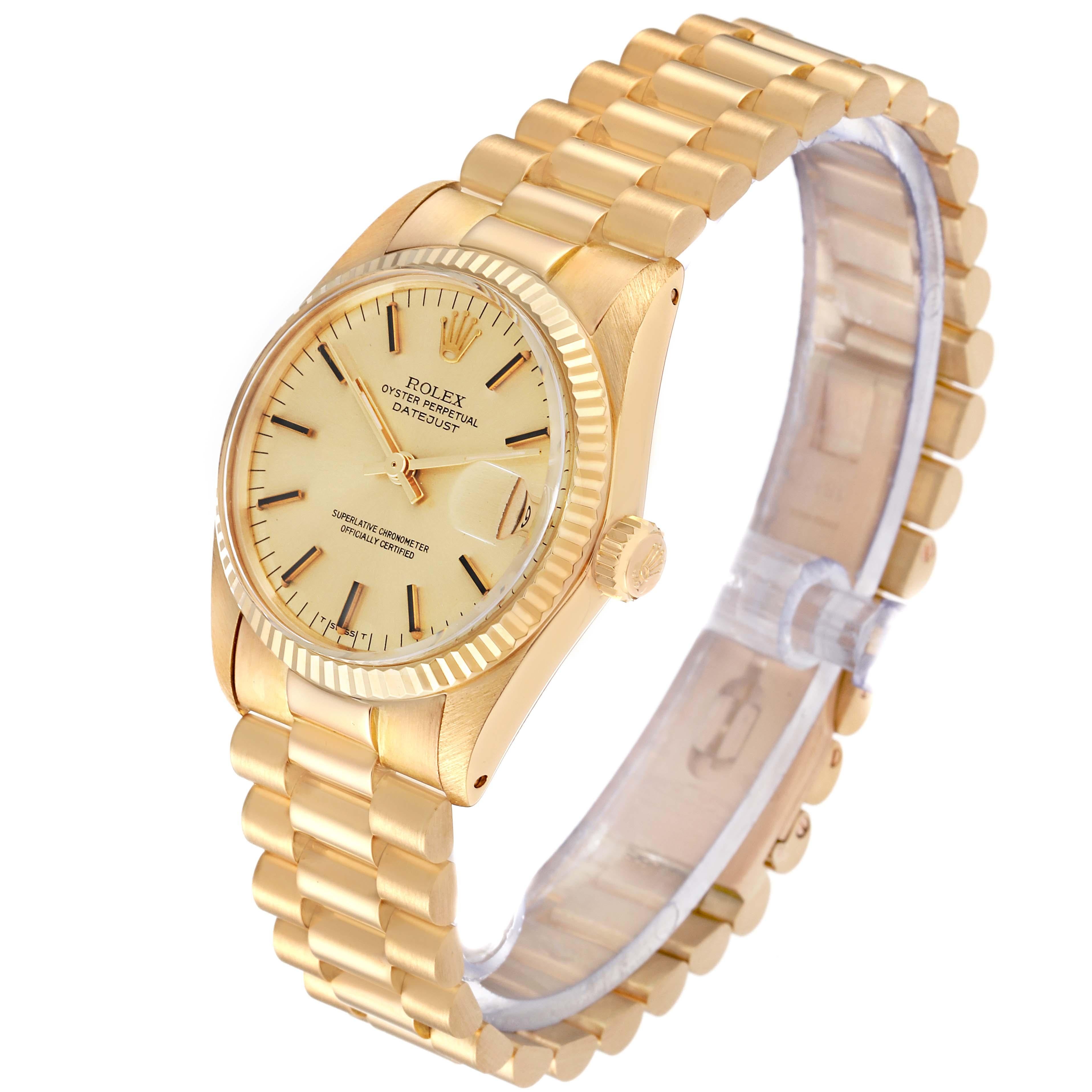 Rolex President Datejust Midsize 31mm Yellow Gold Vintage Ladies Watch 6827 8