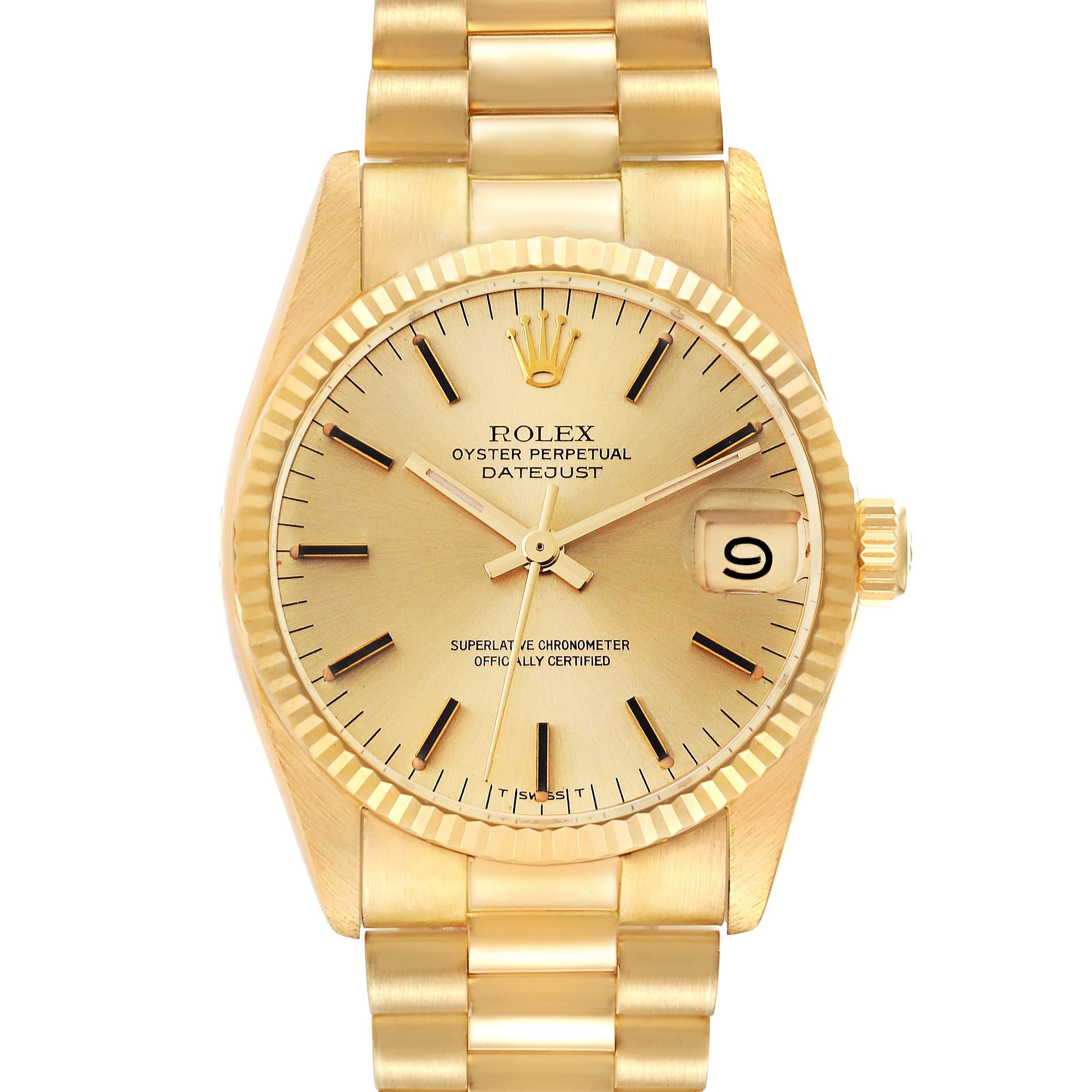 Rolex President Datejust Midsize 31mm Yellow Gold Vintage Ladies Watch 6827