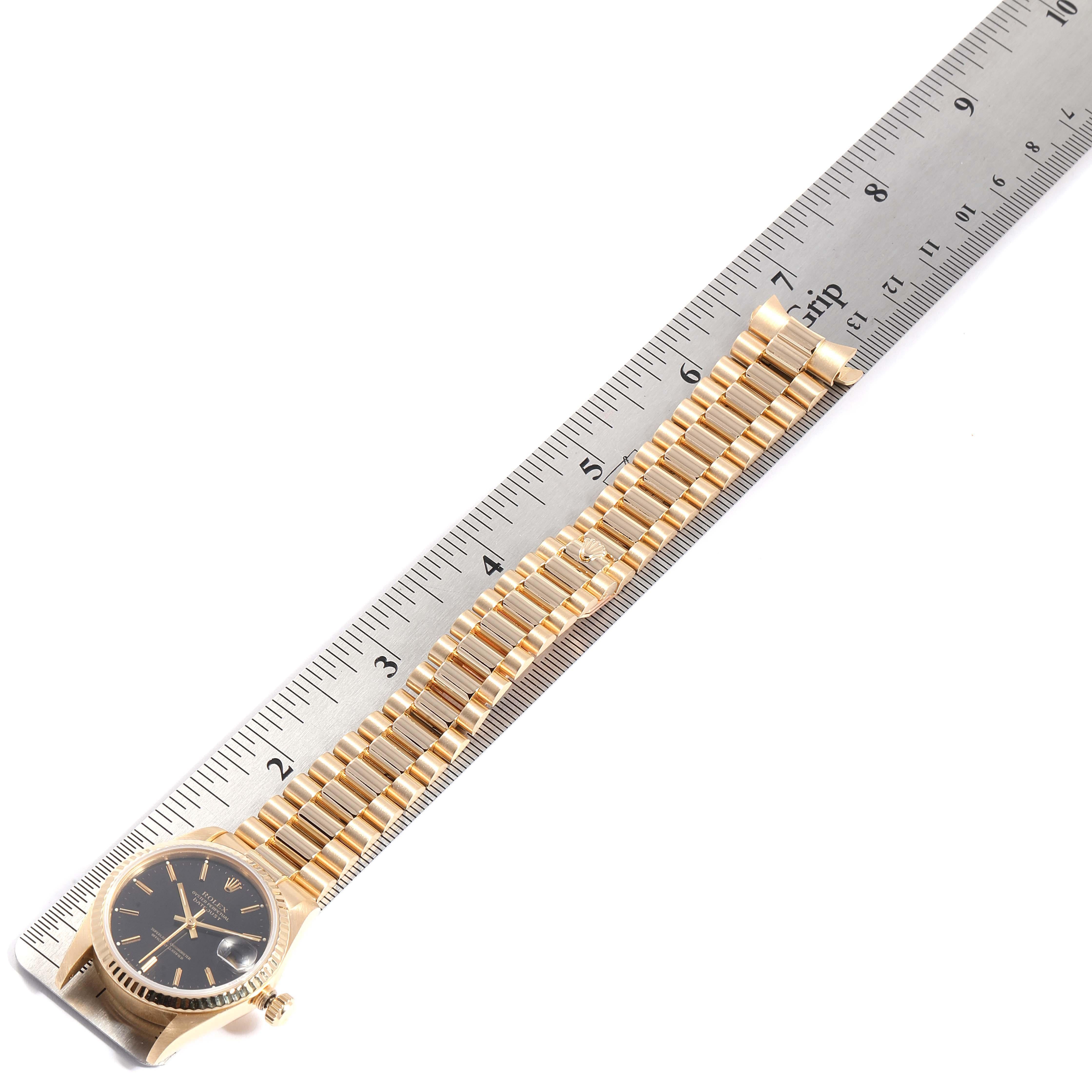 Rolex President Datejust Midsize Black Dial Yellow Gold Ladies Watch 68278 For Sale 6