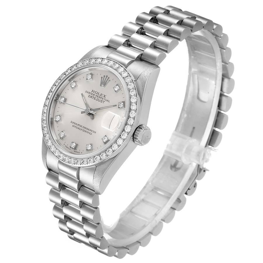 Women's Rolex President Datejust Midsize Platinum Diamond Ladies Watch 68286 For Sale