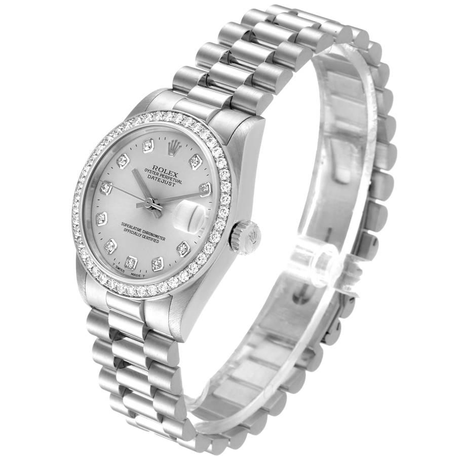 Women's Rolex President Datejust Midsize Platinum Diamond Ladies Watch 68286