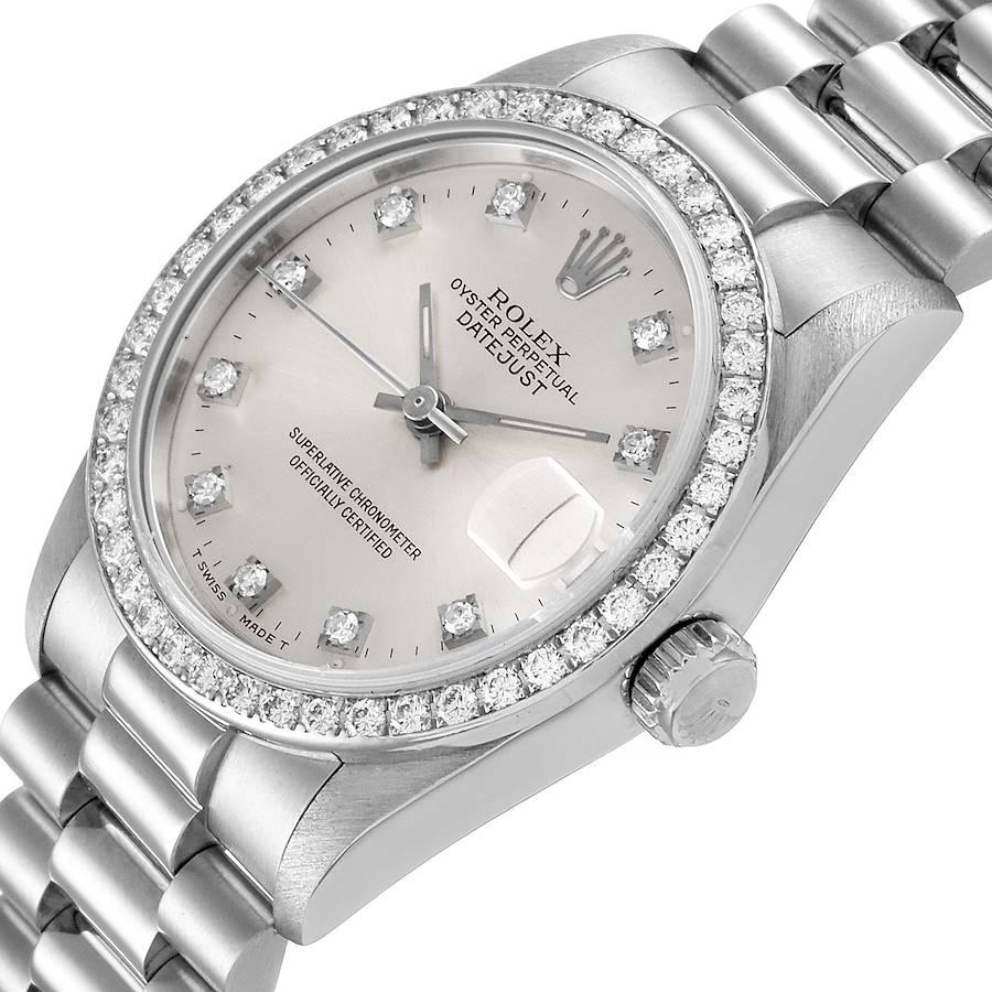 Rolex President Datejust Midsize Platinum Diamond Ladies Watch 68286 For Sale 1