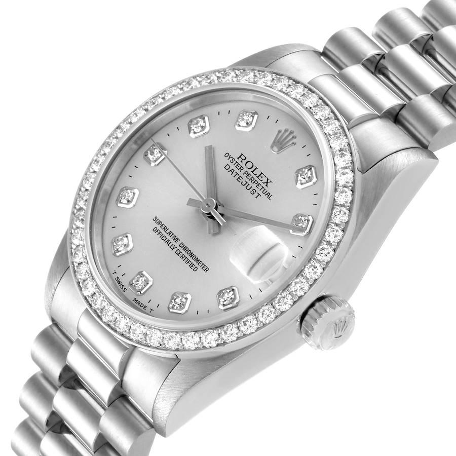 Rolex President Datejust Midsize Platinum Diamond Ladies Watch 68286 1