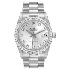 Rolex President Datejust Midsize Platinum Diamond Ladies Watch 68286